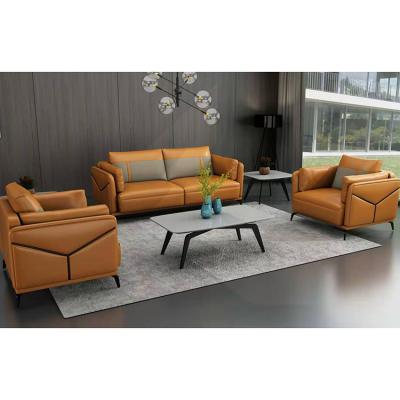 China Italian style convertible sofa 2 seater design home office furniture genuine leather orange color sofa for sale for sale