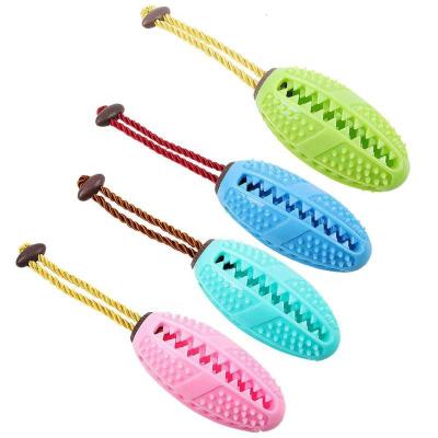 China Sustainable Plastic Rubber Dog Chew Toy Olive Shape Dog Pet Toy for sale