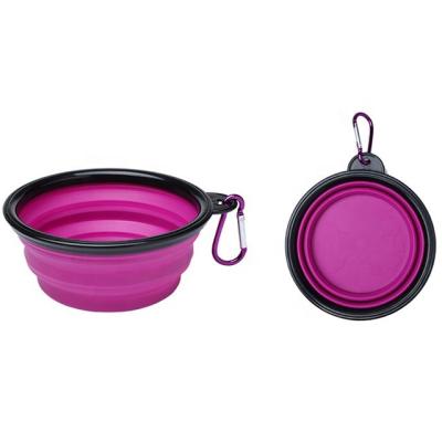 China Portable Collapsible Cat Feeding Water Feeder Bowl Portable Pet Supplies Carabiner Travel Folding Dish Collapsible Dog Bowl for sale