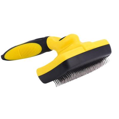 China Durable Automatic Retractable Dog Grooming Pet Self Cleaning Slicker Automatic Brushes for sale