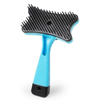 China Factory Viable Hot Sale Pet Grooming Hair Brush Self Cleaning Plastic Comb With Anti Slip Handle for sale