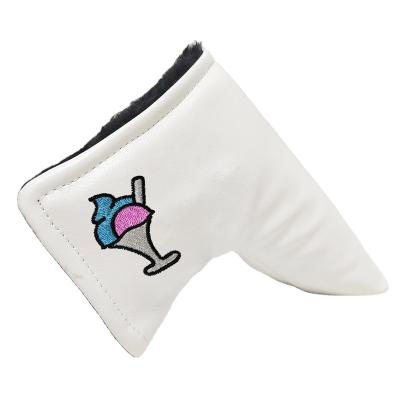 China PU Closure Golf Club Headcover Blade Style Durable White Leather Magnetic Head Covers for sale