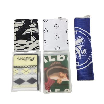 China 2022 popular water absorption waffle towel with metal hanging loop custom design microfiber golf towel for sale