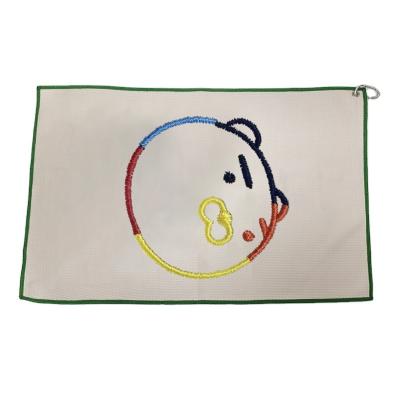 China Water Absorption Quick Dry Metal Buckle Carabiner Clip Golf Towel Microfiber Towel Embroidery Printing Logo Waffle Hanging Towel for sale