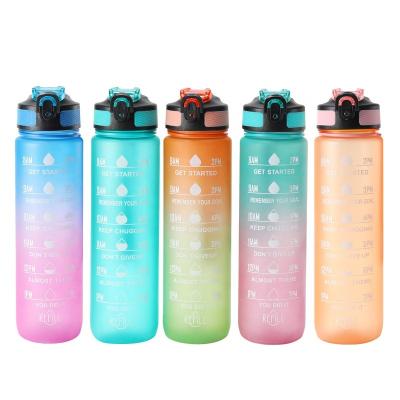 China Sports Hot 2 Liter Bpa Free Custom Plastic Motivational Water Bottles Sustainable Reusable Gym Colorful And Gradient Cold With Straw for sale