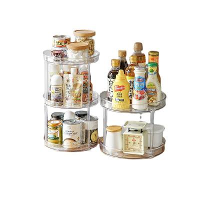 China Viable Custom Clear Acrylic Round Rotating Shelf Modern Countertop Storage Spice Rack Cabinet Organizer For Kitchen for sale