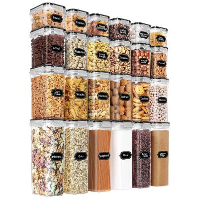 China Airtight PET Food Storage Containers Plastic Cereal Containers Sustainable With Buckle Lids Kitchen Pantry Easy Organizer Storage Containers for sale