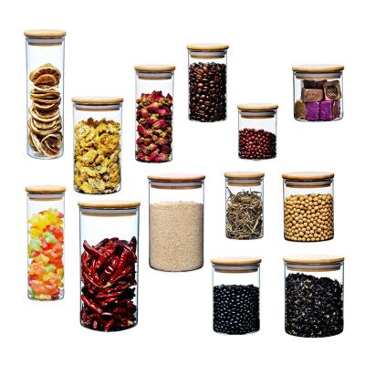 China 2023 Freshness Preservation Hot Sale 100% Leak Proof Bulk Kitchen Pyrex Glass Food Storage Containers With Airtight Wooden Lid for sale