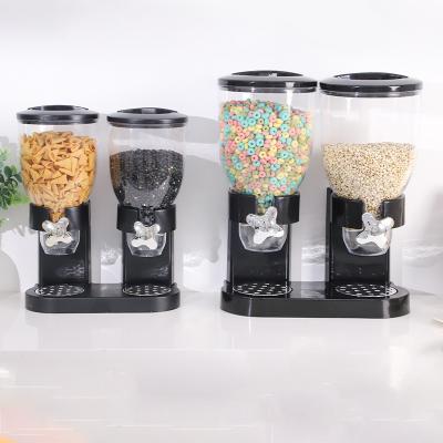 China Freshness Preservation Home Breakfast Hotel Airtight Single Plastic Countertop Food Cereal Dispenser Automatic Triple Triple Dry Containers for sale