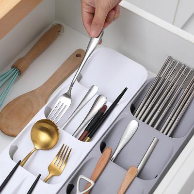 China Viable Multifunctional Plastic Cutlery Tray Silverware Kitchen Drawerstore Utensil Holder Drawer Store Organizer for sale