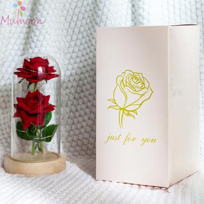 China Natural Touch Glass Rose Valentine's Day Gift Wedding Decoration Gold Glass Rose Flowers Bright Gold Rose for sale