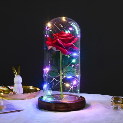 China HOT 2021 Indor Decoration Rose Flower Preserved Rose In Heart Shape Glass Dome Mother's Day Thanksgiving Rose Glass for sale