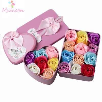 China Creative Soap Rose Factory Wholesale Promotion Wedding Gift Beautiful Heart-shaped Soap Valentine's Day Colorful Gift Box for sale