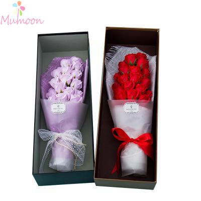 China Creative birthday gift valentine's day color canvas 21 roses soap friends holiday wholesale bouquets of flowers for her birthday for sale