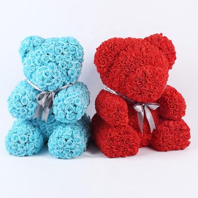 China Rose Teddy Bear Toys Foam Eternal Flower Rose Teddy Bear For Valentine Gift artificial flower gift for sale