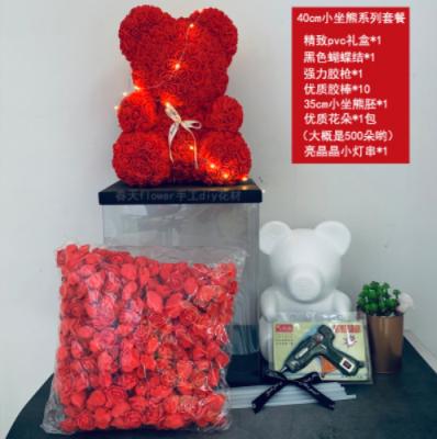 China 2021 Beautiful Rose Teedy Bear Mother's Day Colorful Artificial Flower PE Bags Rose Bear 2021 handmade mateial for sale