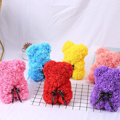 China Drawer 25cm Rose Bear Customized Artificial Flower Rose Teddy Bear Eternal Flower PE Rose Teddy Bear For Valentine's Gift Toys for sale