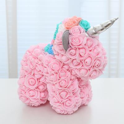 China Widely Used Product Ideas New 2021 30cm 40cm Made From Roses With Rose Valentine Day Gift Preserved Flower Rose Unicorn for sale