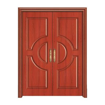 China Waterproof Interior Sound Insulation Saudi Arabia Door wpc PVC MDF Double Wooden Door for sale