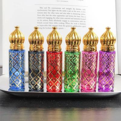 China New Design 8ml Personal Care MUB Mini Roll On Glass Bottle Color Coating Gold Plating 8ml Roll Glass Bottle For Essential Oil for sale