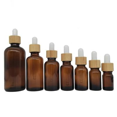 China Personal Care MUB Empty Dropper Bottle 5ml 10ml 15ml 20ml 30ml 50ml 100ml Amber Glass Dropper Bottles Bamboo for sale