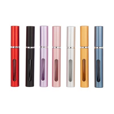 China Personal Care MUB Empty Portable Refillable 5ml Atomizers Pump Sprayer Aluminum Perfume Bottles With Visible Window for sale