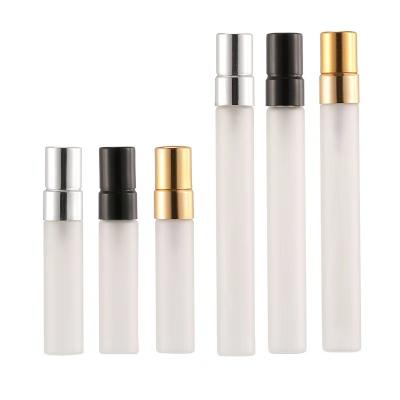 China Personal Care Mini 5ml 10ml Frosted Refillable Glass Perfume Bottle Portable Pocket Spray Spray Glass Vials for sale