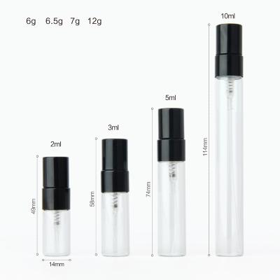 China Mini Sized Perfume Glass Tube 2ml 3ml 5ml 10ml Per Clear Glass Refillable Personal Care MUB Spray Bottle Pocket Travel for sale