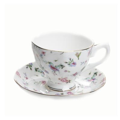 China Sustainable Wholesale Custom Bone China Tea Cup Saucer Set Holiday Gift Porcelain Tea Sets Ceramic Coffee Cup And Saucer Wedding Gift for sale