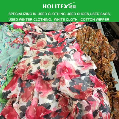 China Silk provide fashion good quality second hand clothes ladies silk dress with good price for sale