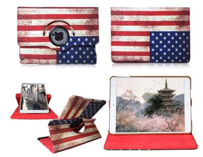 China Retro USA Flag 360° Rotating Case Cover F Ipad 5 Ipad Air+Bluetooth keyboard+Pen for sale