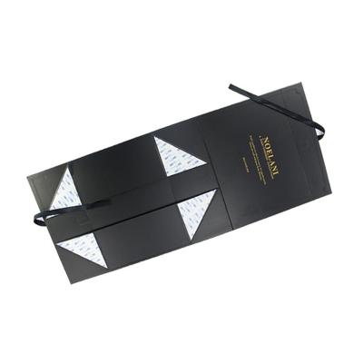 China Recyclable Black UV Coating Folding Recycled Gift Paper Packaging Magnetic Closure Custom Logo Shoe Paper Box for sale