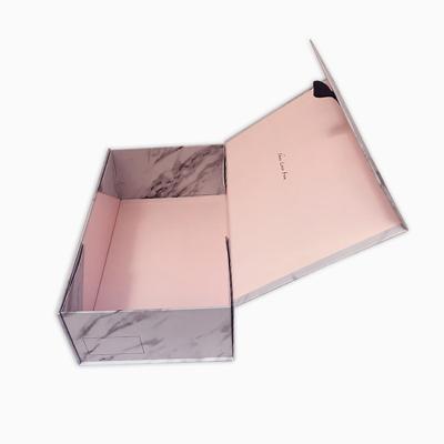 China Reused Materials Dye Completely Print Gray Foldable Gift Box Flat Self Adhesive for sale