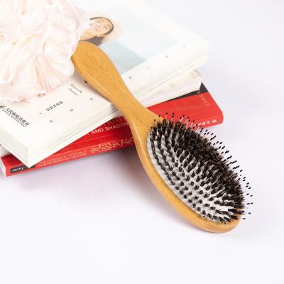 China High Quality Oval Wood Or Bamboo Brush Natural Hair Boar Bristle Reading Brush Natural Material With Wooden Comb for sale