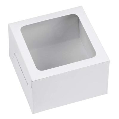 China Disposable Custom Size Wedding Cup Cake Packaging Box/Birthday/Christmas Clear White Paper Foldable Box With Window for sale