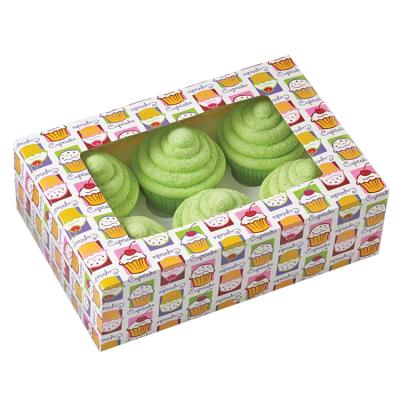 China Disposable Wholesale Custom Printed Colorful Cupcake Box Cheap Wedding Clear Food Grade Paper Packaging Cup Cake Box for sale