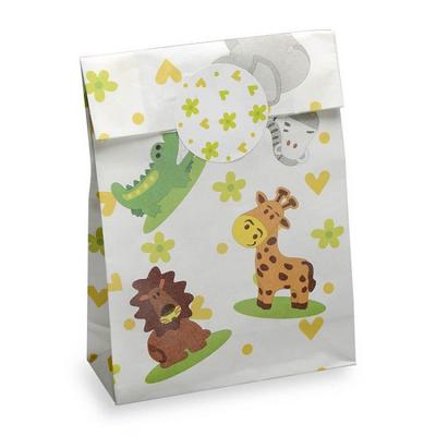 China Disposable Gather Personalized Logo Printed Eco Friendly Custom Cartoon Pattern Kraft Paper Candy Bags For Birthday Party for sale