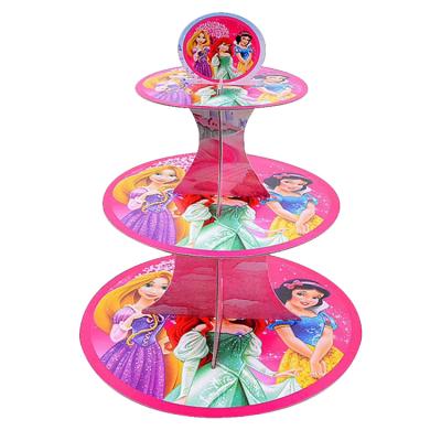 China High Quality Disposable Princess Cartoon Design Paper Cake Pop Three Tier Small Stand For Cake Decorating for sale