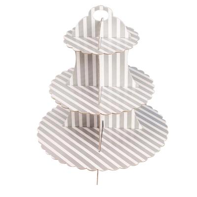 China Fashionable Simple Disposable Multi-tier Multi-tier White Disposable Paper Cup Cake Stand Stand For Birthday Party for sale