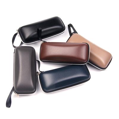 China 2022 PU Manufacturer Wholesale Custom Logo Zipper Up Glasses Case With Hook Portable Faux PU Leather Sunglasses Case for sale