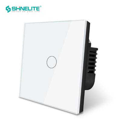 China Touch Siwtch Shinelite 240V Black White Color Crystal Glass Panel Smart Touch 1 Gang Switch for sale