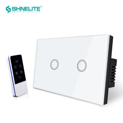 China US Standard 2 Gang Remote Control Smart Touch Switch Remote Control Smart Wall Switch for sale