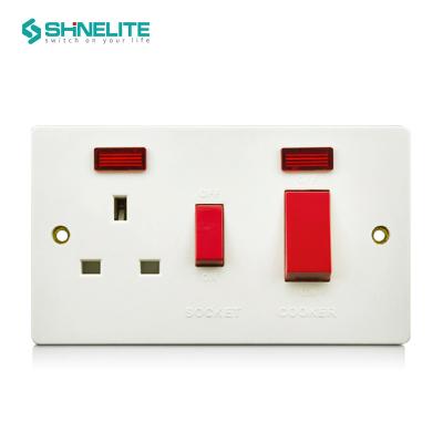 China White Bakelite Bakelite Chain UK Color Electric Wall Switch 45 Amp Cooker Unit Switch for sale