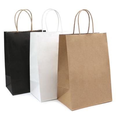 China Recyclable wholesale custom logo brown kraft paper tote bag fpr shopping for sale