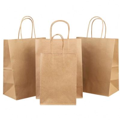 China Disposable Recycle Brown Or White Kraft Paper Bags Different Handles for sale