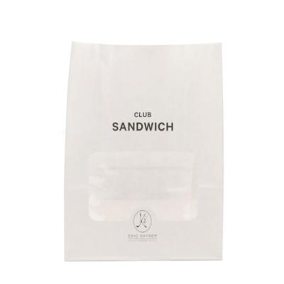 China Recyclable Custom Logo Printed Sweet Food Delivery White Kraft Paper Bag With Clear Window for sale