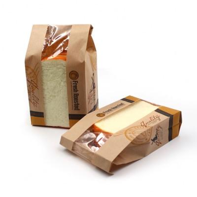 China Recyclable Oilproof Sticker Customize Printing Bread Kraft Brown Kraft Paper Bag for sale