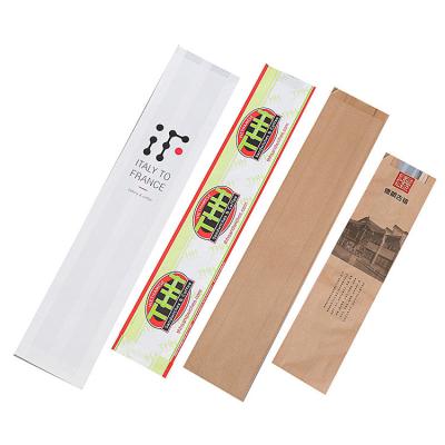 China Disposable Custom Printing Baguette Bakery Kraft Paper Bread Packaging Bags With Window for sale