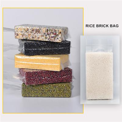 China Food Grade Moisture Proof Custom Transparent Rice Brick Vacuum Packing Bags for sale