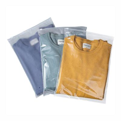 China Moisture Proof Custom Design Printing Matte Transparent EVA PE Slider Zipper Bag T-shirt Plastic Packaging Bags For Clothes for sale